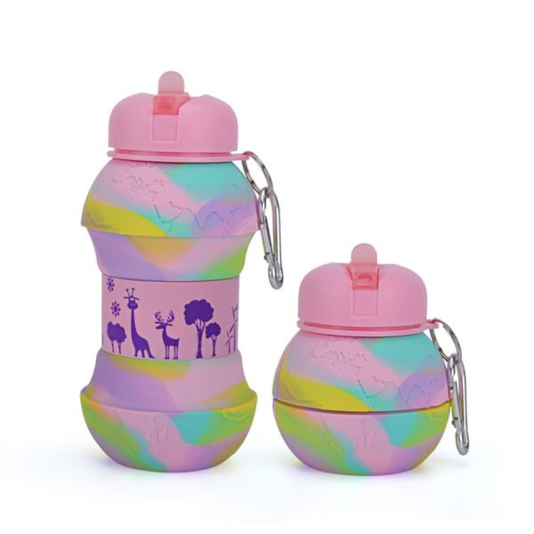 COM1950s Foldable Water Bottle,Silicone Water Bottle 20Oz Leakproof,Portable Sport And Travel Water Bottle With Hand Loop