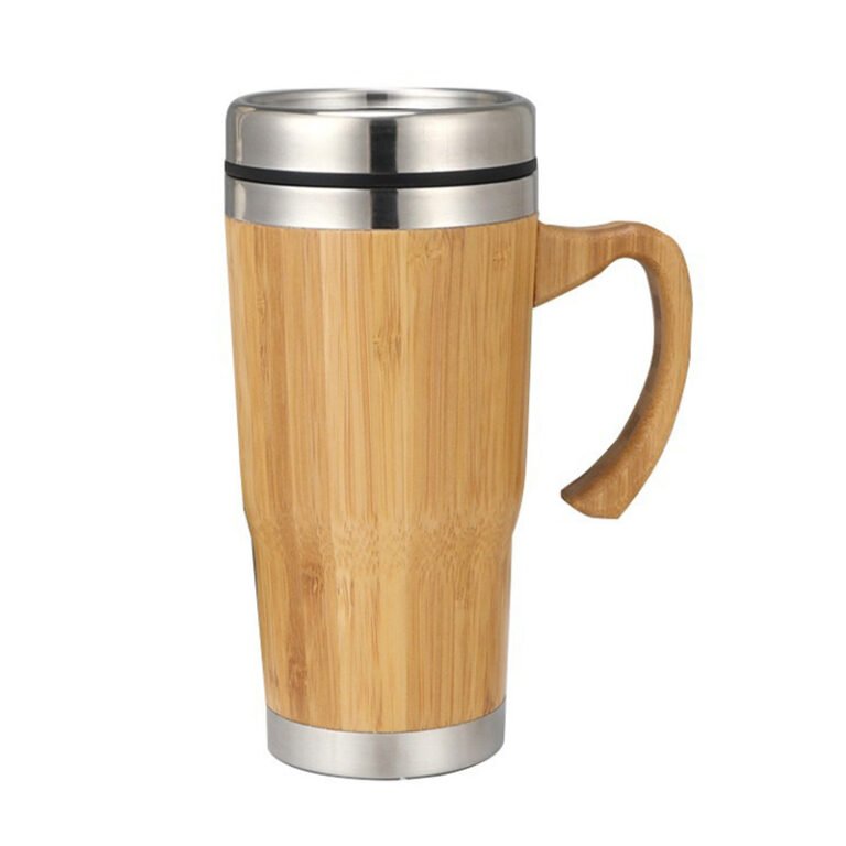Stainless Steel Bamboo Travel Tumbler With Handle Water Bottle Manufacturer