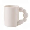 White Beaded Handle Ceramic Coffee Mug