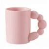 Pink Beaded Handle Ceramic Coffee Mug