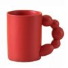 Red Beaded Handle Ceramic Coffee Mug