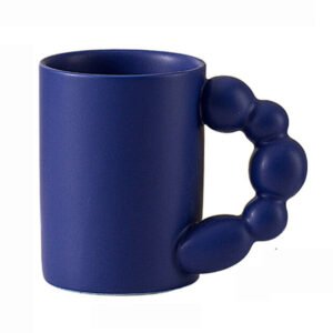Beaded Handle Ceramic Coffee Mug Blue