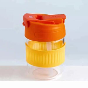Contrast Color Glass Straw Water Bottle Yellow