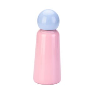 Cute Contrast Lid Insulated Water Bottle Pink