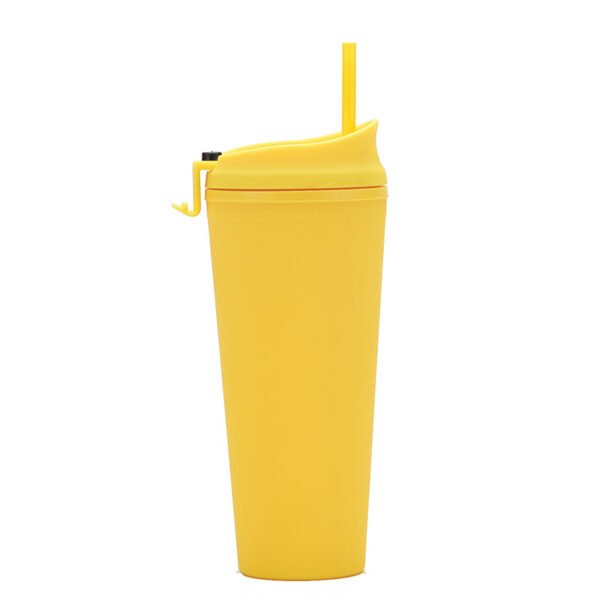 Double-wall plastic straw tumbler Yellow