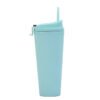 Double-wall plastic straw tumbler baby blue