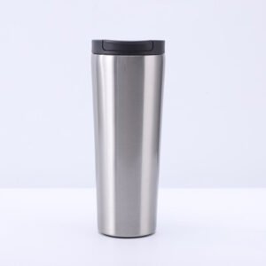 Dual-wall silver thermos water bottle