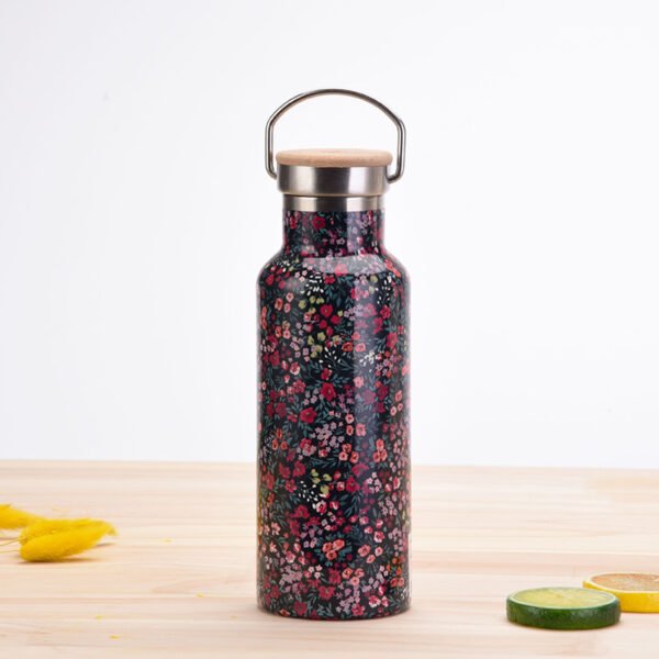 Floral Stainless Steel Water Bottle Red