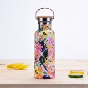 Floral Stainless Steel Water Bottle Pink