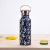 Floral Stainless Steel Water Bottle Black