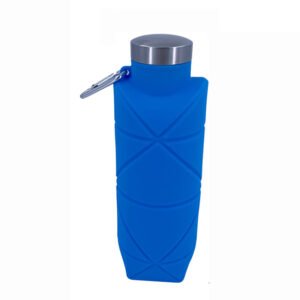 Foldable Geometric Silicone Water Bottle Blue