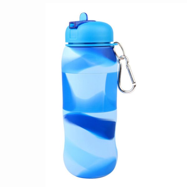 Foldable Silicone Camo Water Bottle Blue