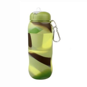 Foldable Silicone Camo Water Bottle Green