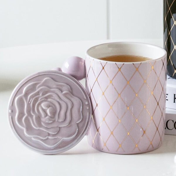 Geometric Beaded Handle Ceramic Mug purple