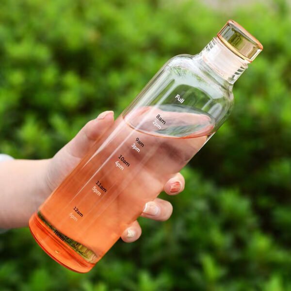 Gradient Timeline Glass Water Bottle Orange
