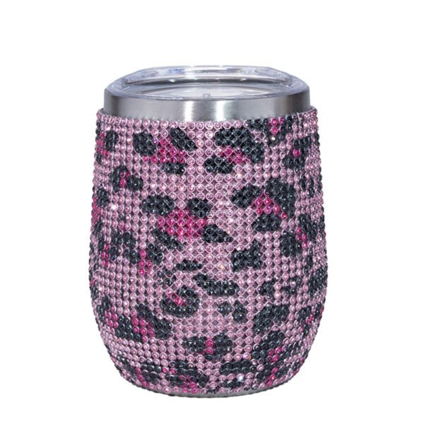 Pink Leopard Rhinestone Wine Tumbler