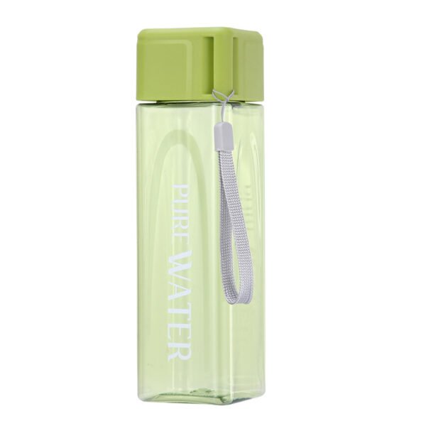 Square Plastic Water Bottle Green