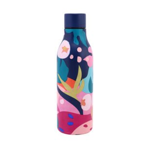 Stainless Steel Geometric Graphic Water Bottle Navy