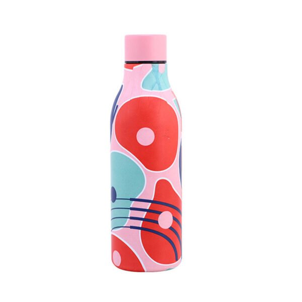 Stainless Steel Geometric Graphic Water Bottle Pink