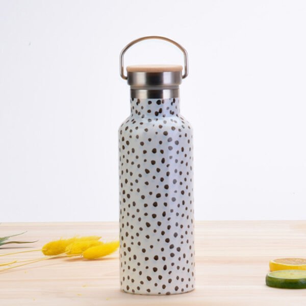 Stainless Steel Polka Dots Water Bottle White