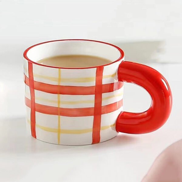 Striped Ceramic Mug Red