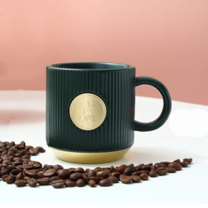 Stripe coffee mug Emerald Green