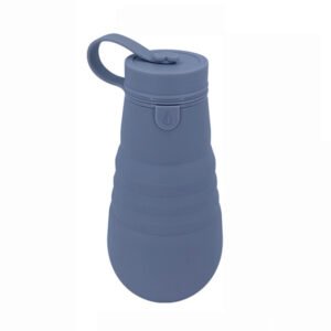 Textured Collapsible Silicone Water Bottle Dusty Blue