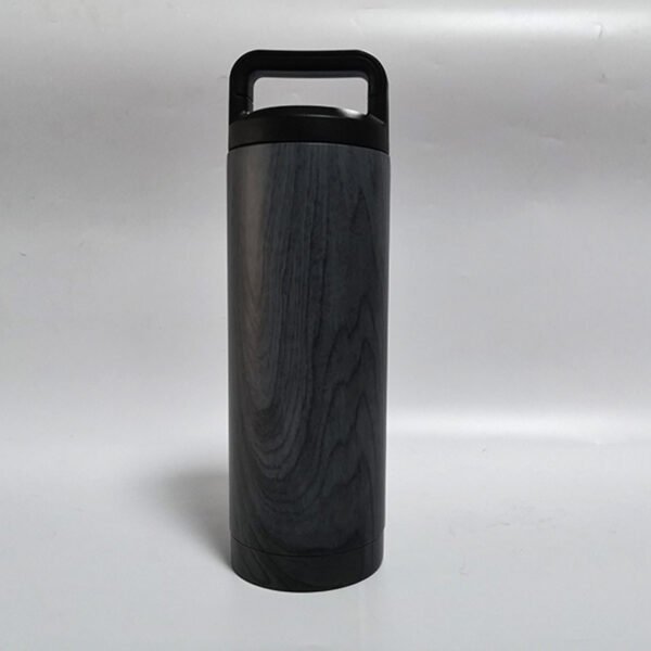 Wood grain water bottle Black