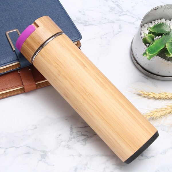 bamboo stainless water bottle purple