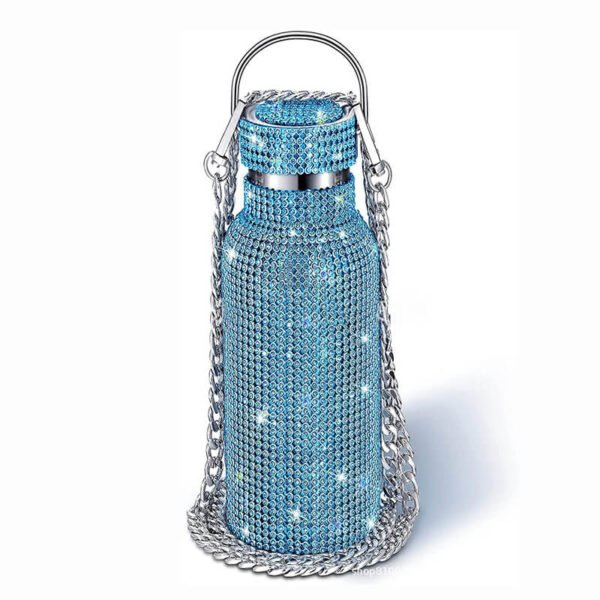 blue Rhinestone water bottle