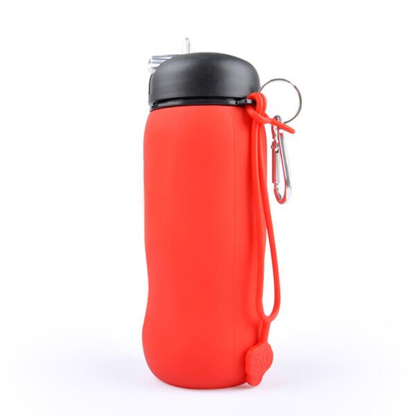 portable foldable silicone water bottle Red