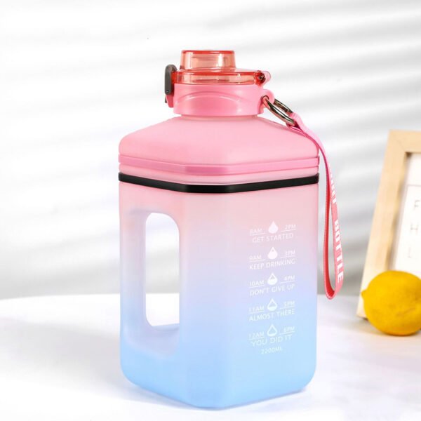 square plastic water bottle pink