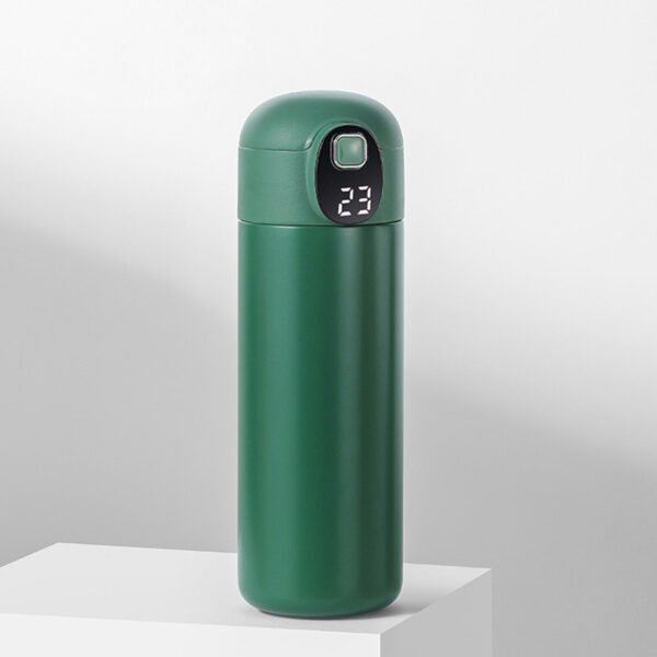 temperature display straw thermos bottle green