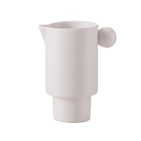 Drip-free spout Ball Handle Ceramic Mug White