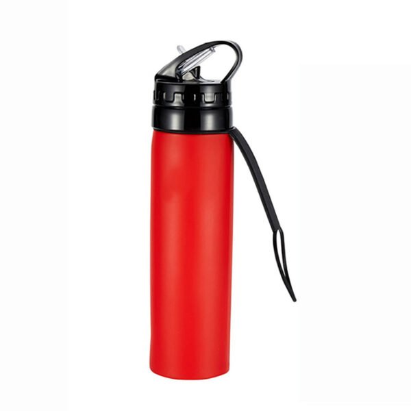 Flip-Top Straw Lid Silicone Water Bottle Red