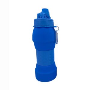 Foldable Spout Lid Silicone Water Bottle Blue