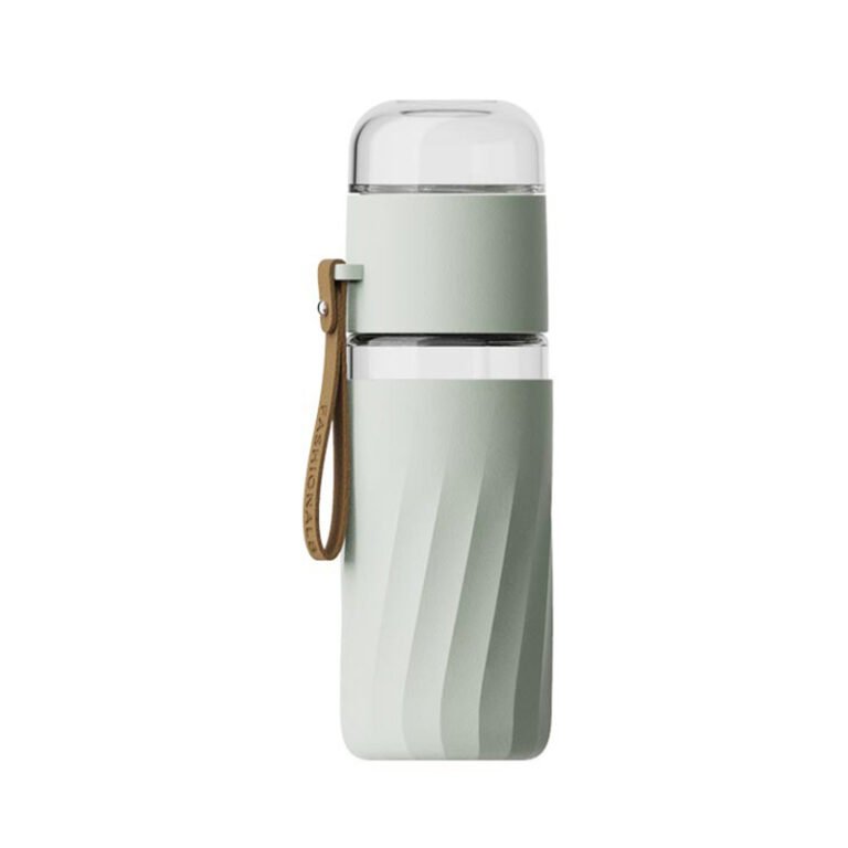 Glass Water Bottle With Silicone Sleeve And Straw