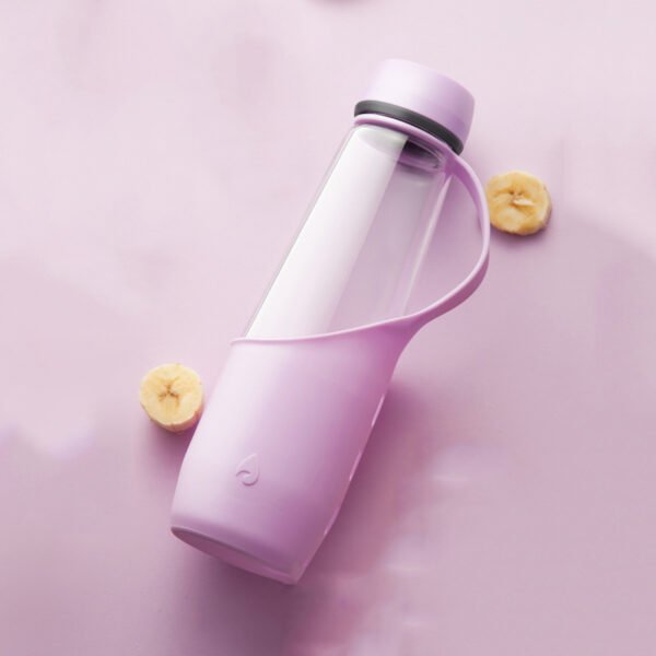 Purple Glass Water Bottle With Silicone Sleeve