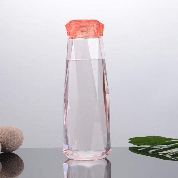 Plastic Water Bottle With Diamond Shape Lid Pink