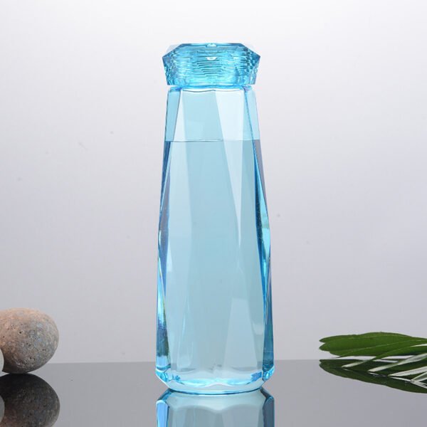Plastic Water Bottle With Diamond Shape Lid Blue