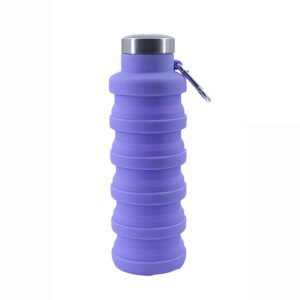 Retractable Purple Silicone Water Bottle