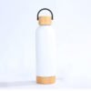 Wooden Lid & Bottom Stainless Thermos Bottle White