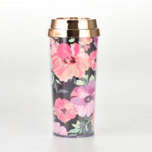 Double Wall Plastic Floral Tumbler Navy