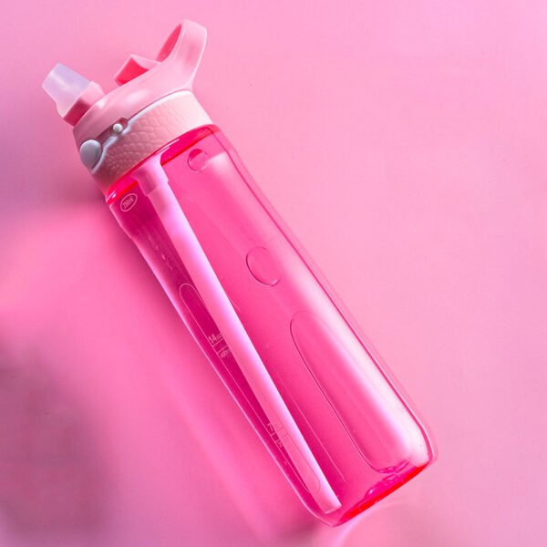 Flip-Lock Tritan Water Bottle With Straw Pink