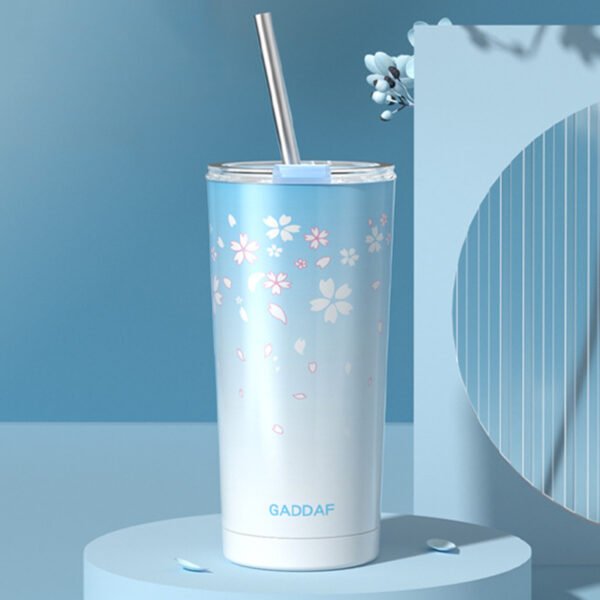 Floral Insulated Travel Tumbler Baby Blue