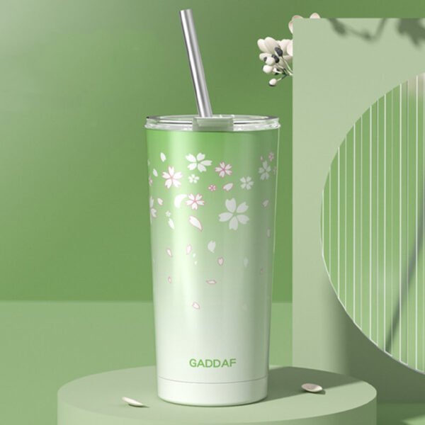 Floral Insulated Travel Tumbler Pastel Green