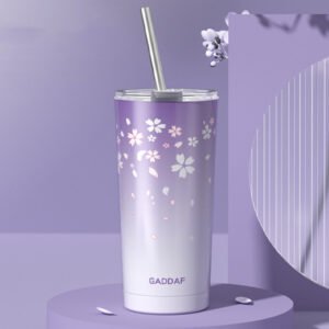 Floral Insulated Travel Tumbler Purple