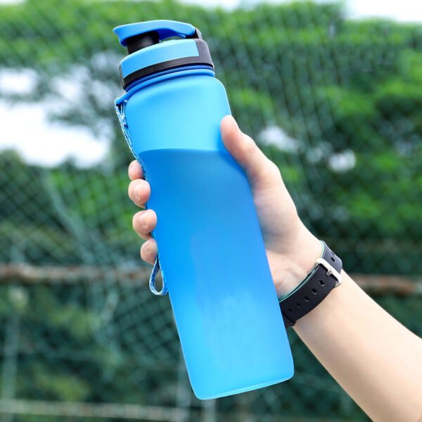 Frosted Plastic Water Bottle With Finger Grip Blue