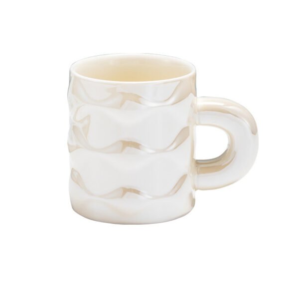 Glossy Textured Ceramic Mug Beige
