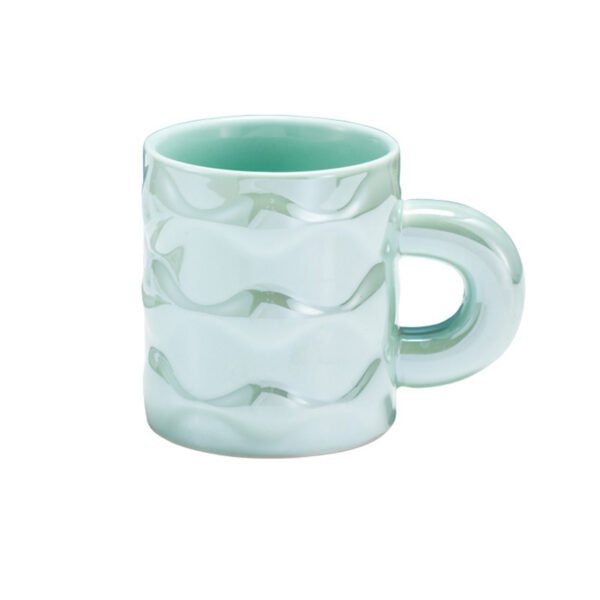 Glossy Textured Ceramic Mug Pasetl Green